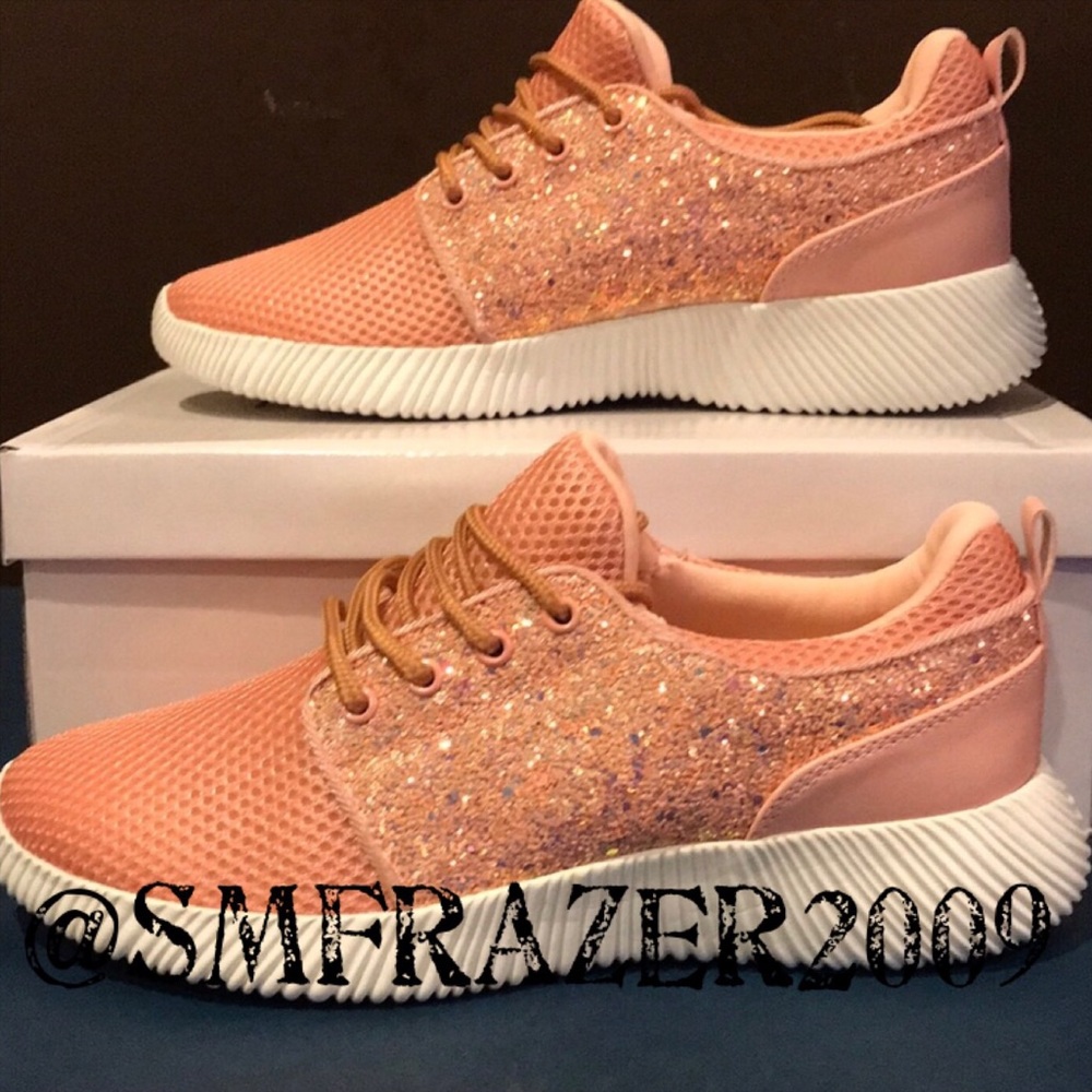Pink Sparkly Tennis Shoes. - Picture 3 of 8